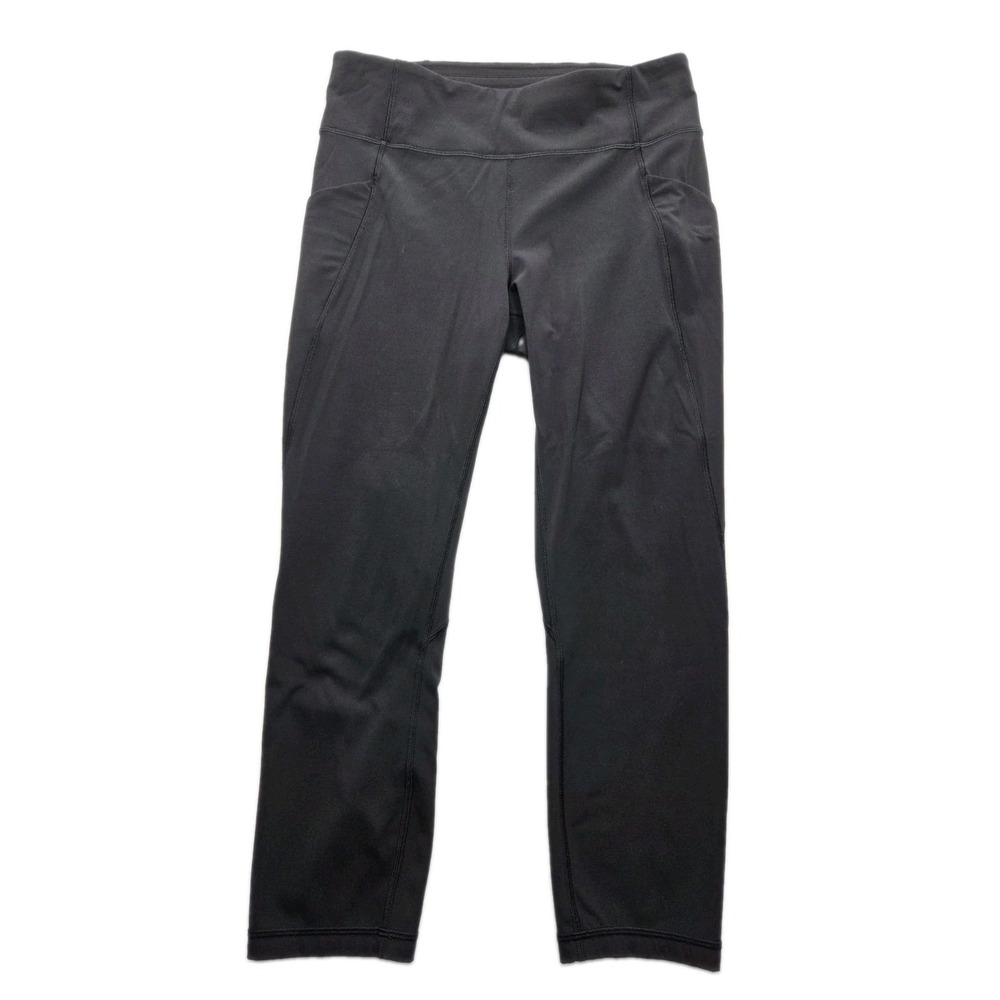 Lululemon Time To Sweat Crop 23" Women 10 Black Luxtreme Leggings Pockets